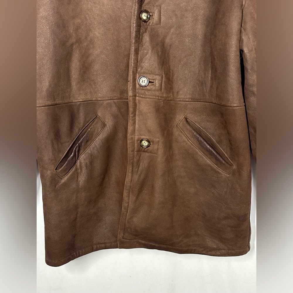 #2644 vintage leather mens jacket Made by PIEL Juan Pina size 52 - Picture 6 of 16